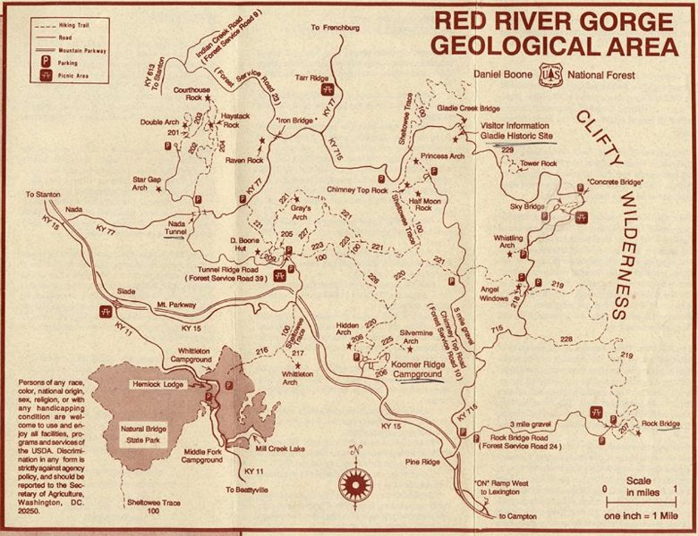 Red River Gorge Area Map Red River Gorge Red River Ma