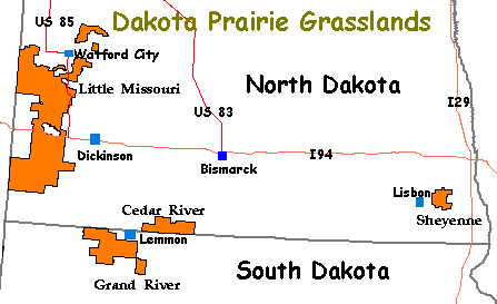 Map of Dakota Prairie Grasslands